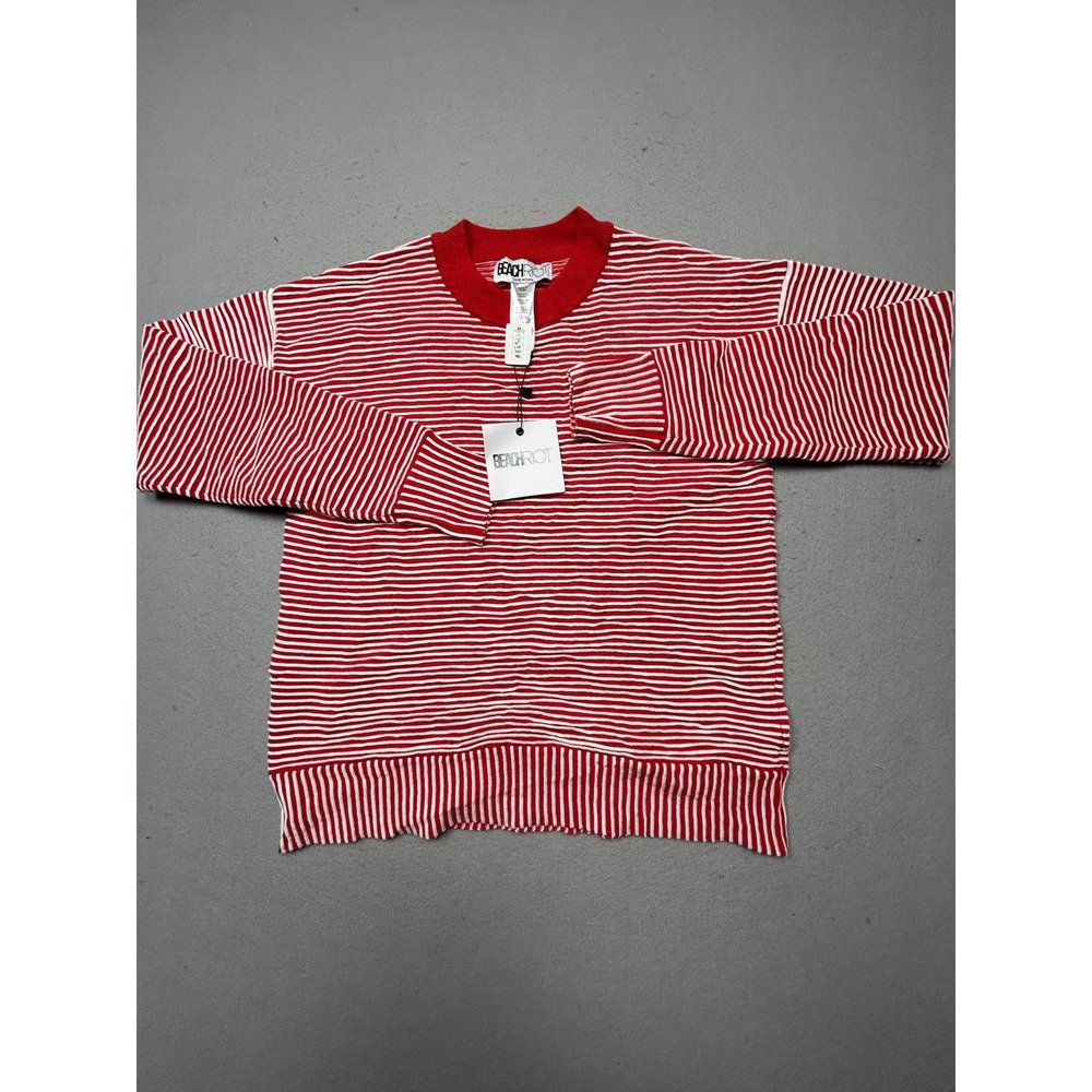 Beach Riot Sweater Cotton Rayon Red White Striped Size Small Womens